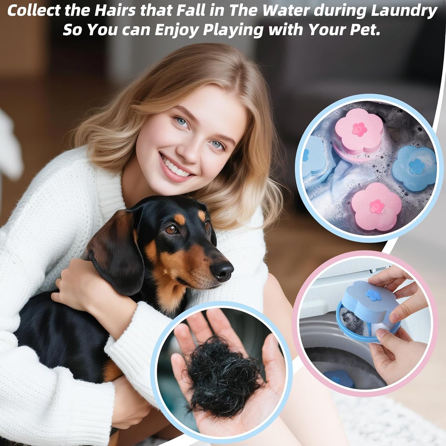Pet Hair Remover for Laundry,Lint Catcher for Laundry,Washing Machine Floating Lint Mesh Bag,Reusable Household Hair Filter Washer Lint Trap Net Pouch 4 Pieces