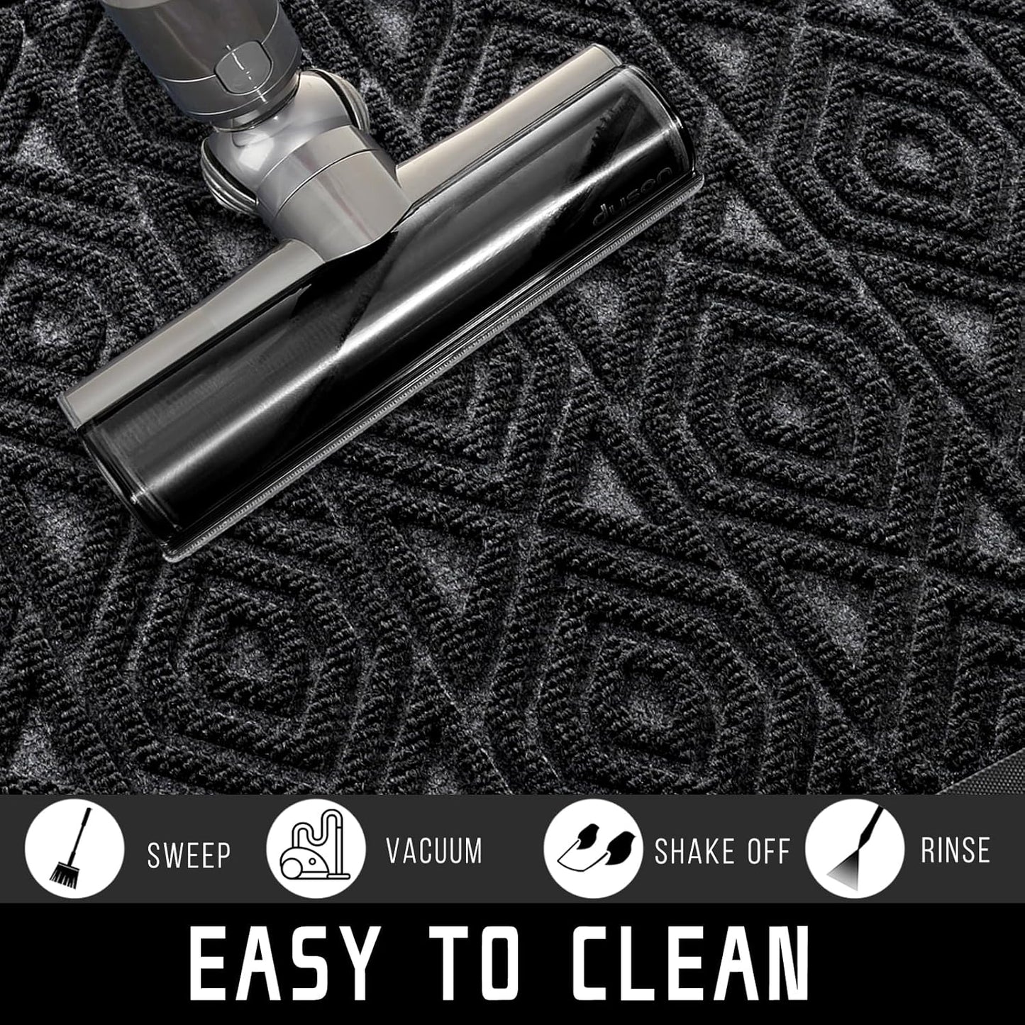 Yimobra Door Mat, Outdoor Indoor Entrance Welcome Mat, Heavy Entry Front Door Mat, Stain & Fade Resistant, Low Profile, Sturdy Rubber, Easy Clean Patio Floor Mat, Waterproof, 36 x 24, Black