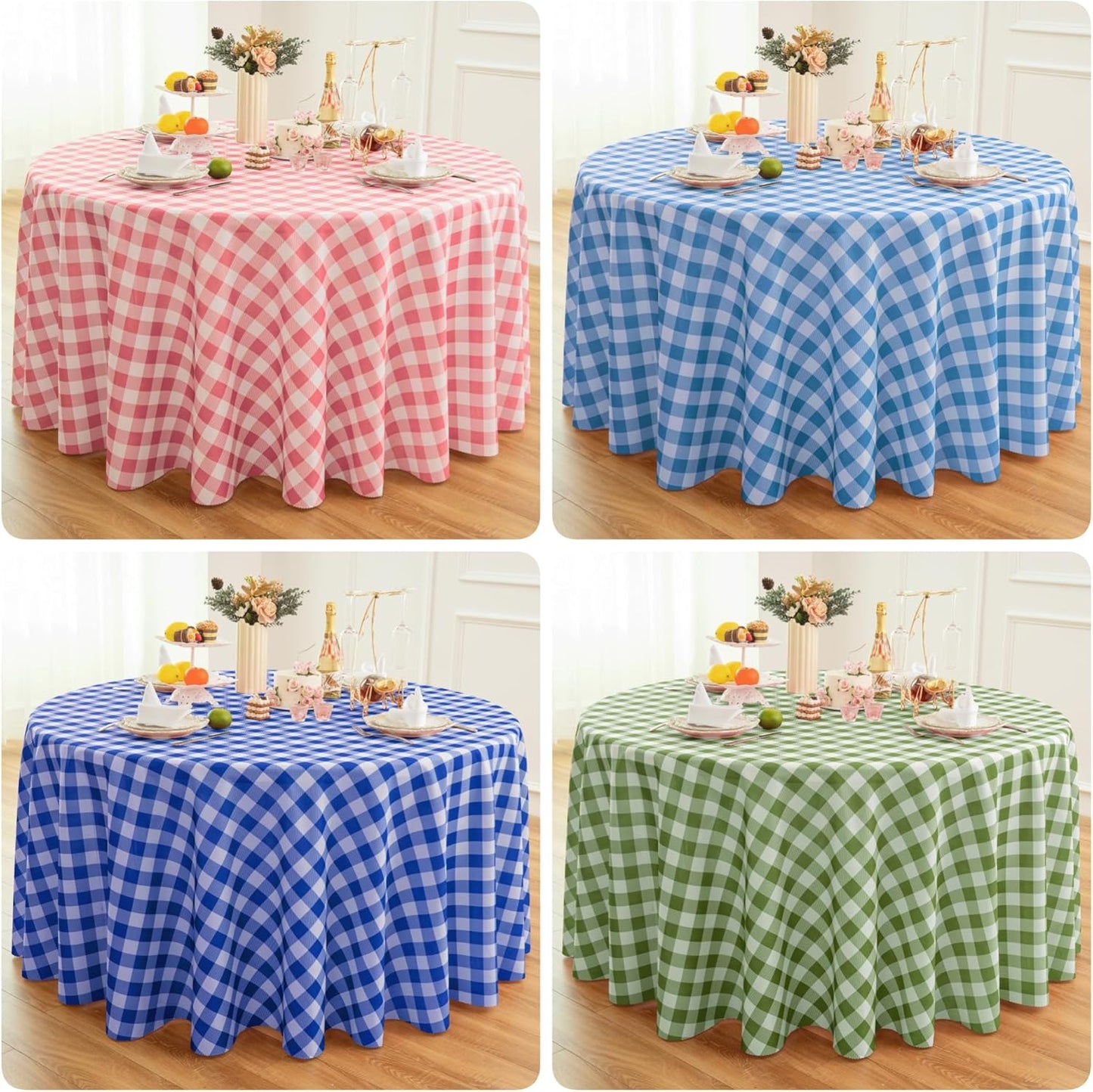 Waterproof Checkered Tablecloth Runner Fabric - Rectangle 12x108 Inch Classic Gingham Buffalo Plaid Table Cloth for Indoor/Outdoor Use - Table Cover for Kitchen, BBQs, and Parties