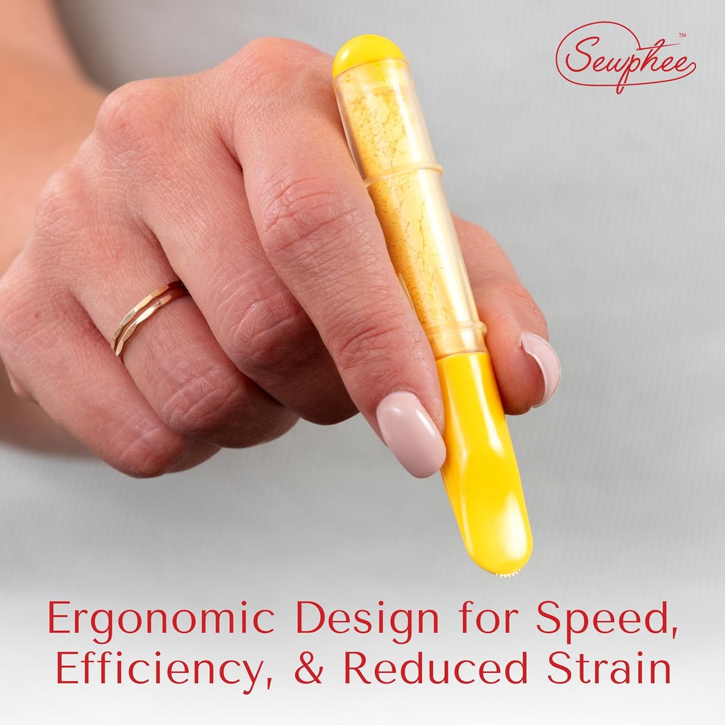Fabric Markers for Sewing ??Ergonomic Tailors Chalk Pen with Improved Dosing Wheel for Sharp Lines - Washable Sewing Chalk Marking Pens that are Compatible with Most Fabrics - Yellow 1 Pack