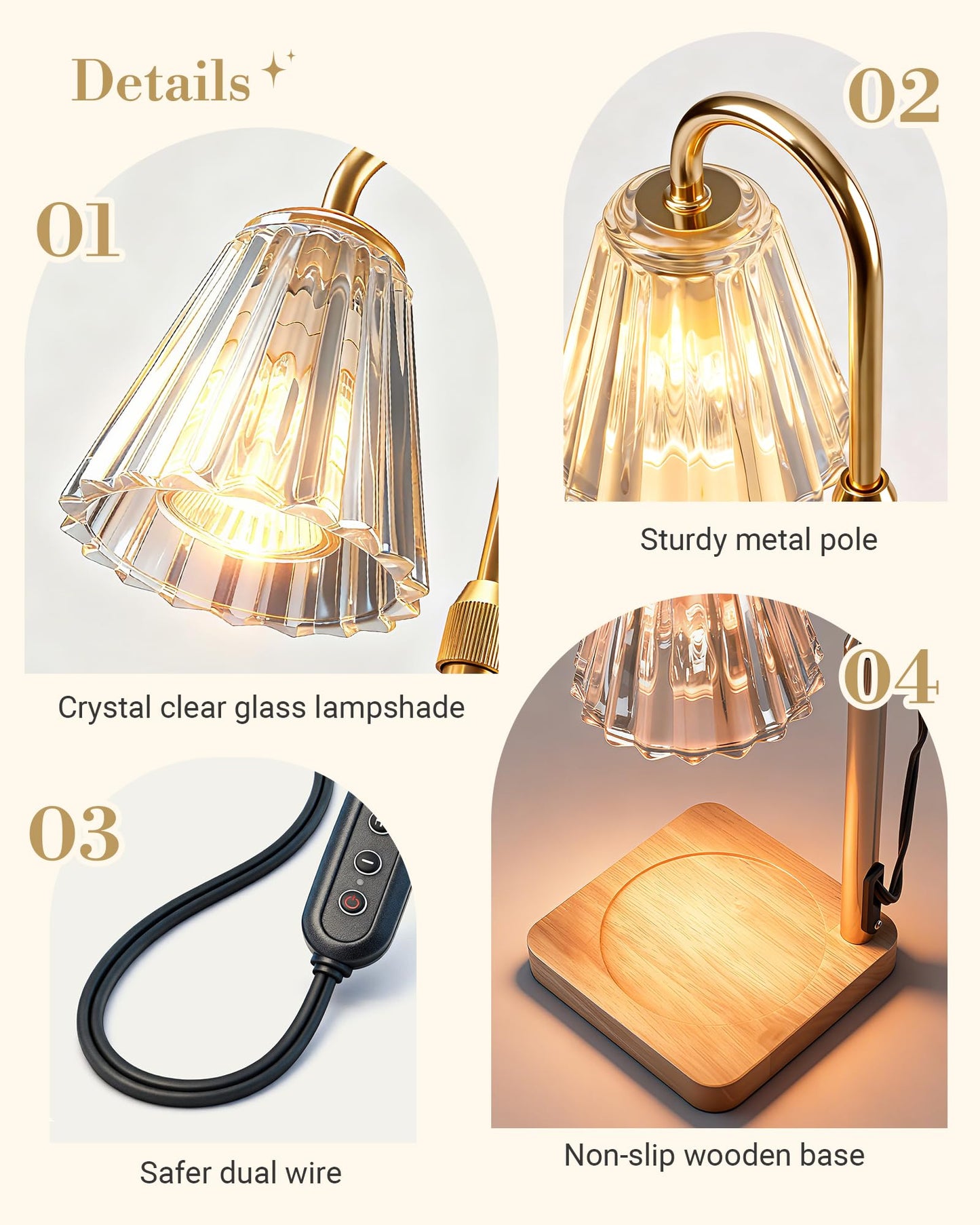Marycele Candle Warmer Lamp with Timer & Dimmer, Gifts for Mom Office Decor