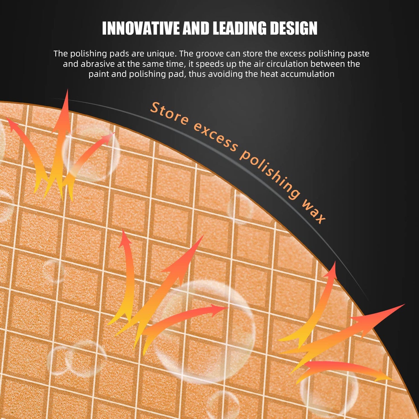 SPTA Orange Light Cut Pad, Buffing Polishing Pads, 3Pcs 5.5 Inch Face for 5 Inch 125mm Backing Plate Compound Buffing Sponge Pads for Car Buffer Polisher Compounding, Polishing and Waxing -X00224Y6O3