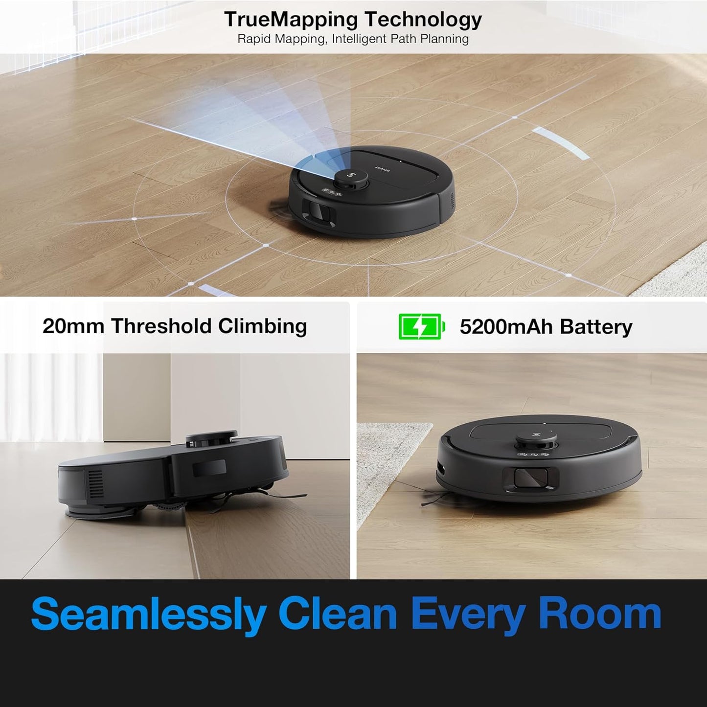 ECOVACS DEEBOT N20e Plus Robot Vacuum and Mop,with Bagless Self Emptying Station,10000Pa Powerful Suction,Anti-Tangle Technology,45-Day Capacity,300 Minutes Runtime,Perfect for Pet Hair