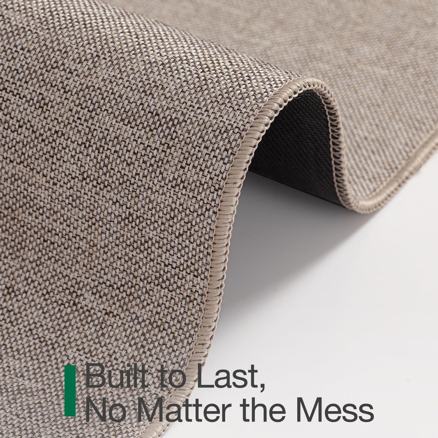 LUMI Ultra Thin Door Mat for Entryway, 32"x48" Low Profile Non Slip Rubber Backing Indoor Doormat, Easy Clean Welcome Entrance Mat for Inside House, Patio, Khaki