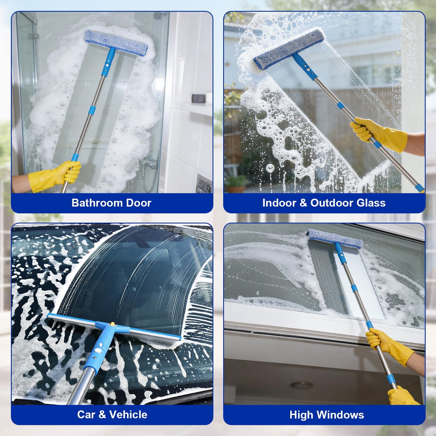 Professional Window Cleaning Kit, Window Washing Kit with 3 Gallon Bucket, 14-Inch Squeegee