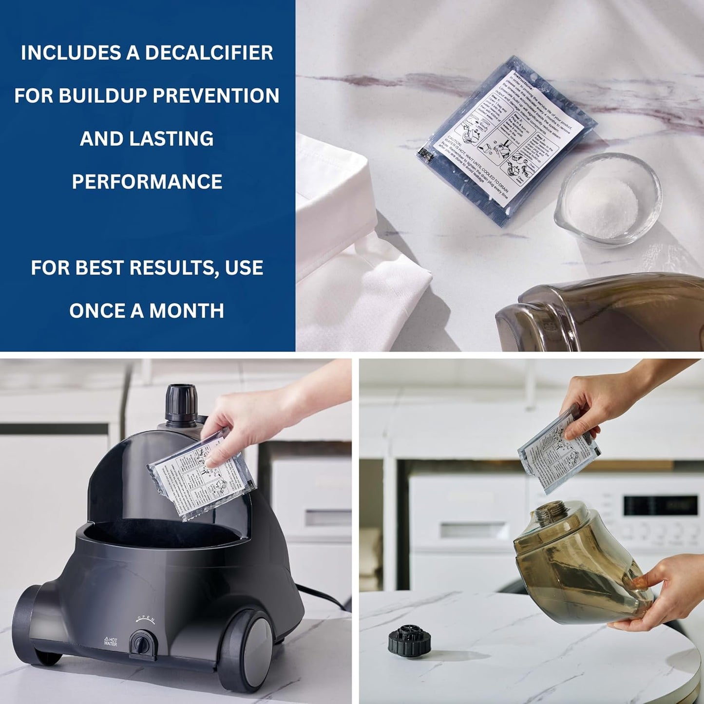 SALAV GS18-DJ Standing Garment Steamer with Smart Auto-Off, Wheels for Easy Movement, 1.8L Water Tank for 1hr Continuous Steaming, Adjustable Pole for Storage, with Descaler Packet, 1500 watts