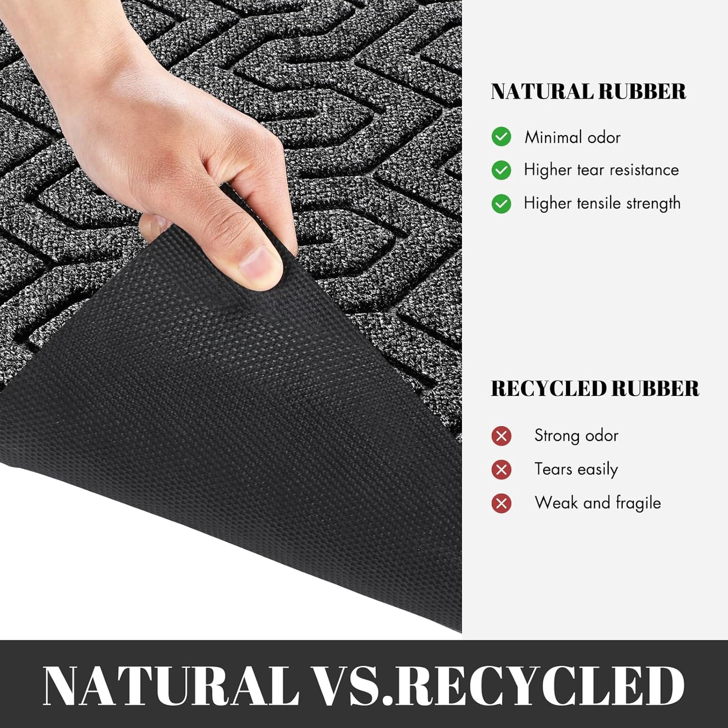 Yimobra Extra Large Door Mat Outside Entrance 60x32, Waterproof Heavy Duty Outdoor Mats for Front Door, Non Slip Rubber Entry Mat for Garage Patio, Easy Clean, Mix Grey