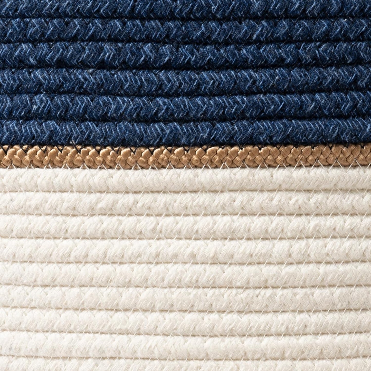 LA JOLIE MUSE Woven Basket Rope Storage Baskets - Large Cotton Organizer, Basket for Baby Blanket, Kids Toy Nursery Laundry Basket Navy Blue XL