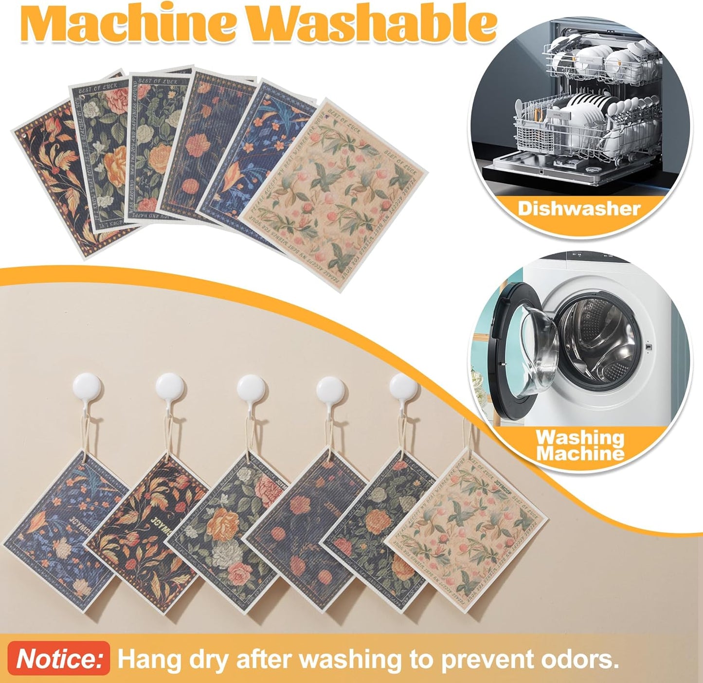 JOYMOOP 6 Pack Dishcloths for Kitchen, Reusable Paper Towels Washable, Absorbent Non-Scratch Dish Cloths for Washing Dishes, Quick-Drying Cleaning Rags for Cookware and Household, 6.7ร7.9 Inch