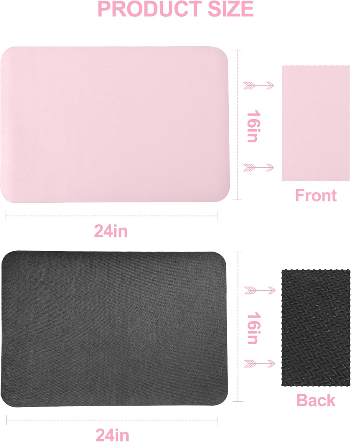 Dish Drying Mat for Kitchen Counter, 16"x24" Dish Drying Pad with Non-slip Rubber Backed, Hide Stain Anti Absorbent for Kitchen Counter, Drying Mat for Coffee Machine Dish Rack (Pink)