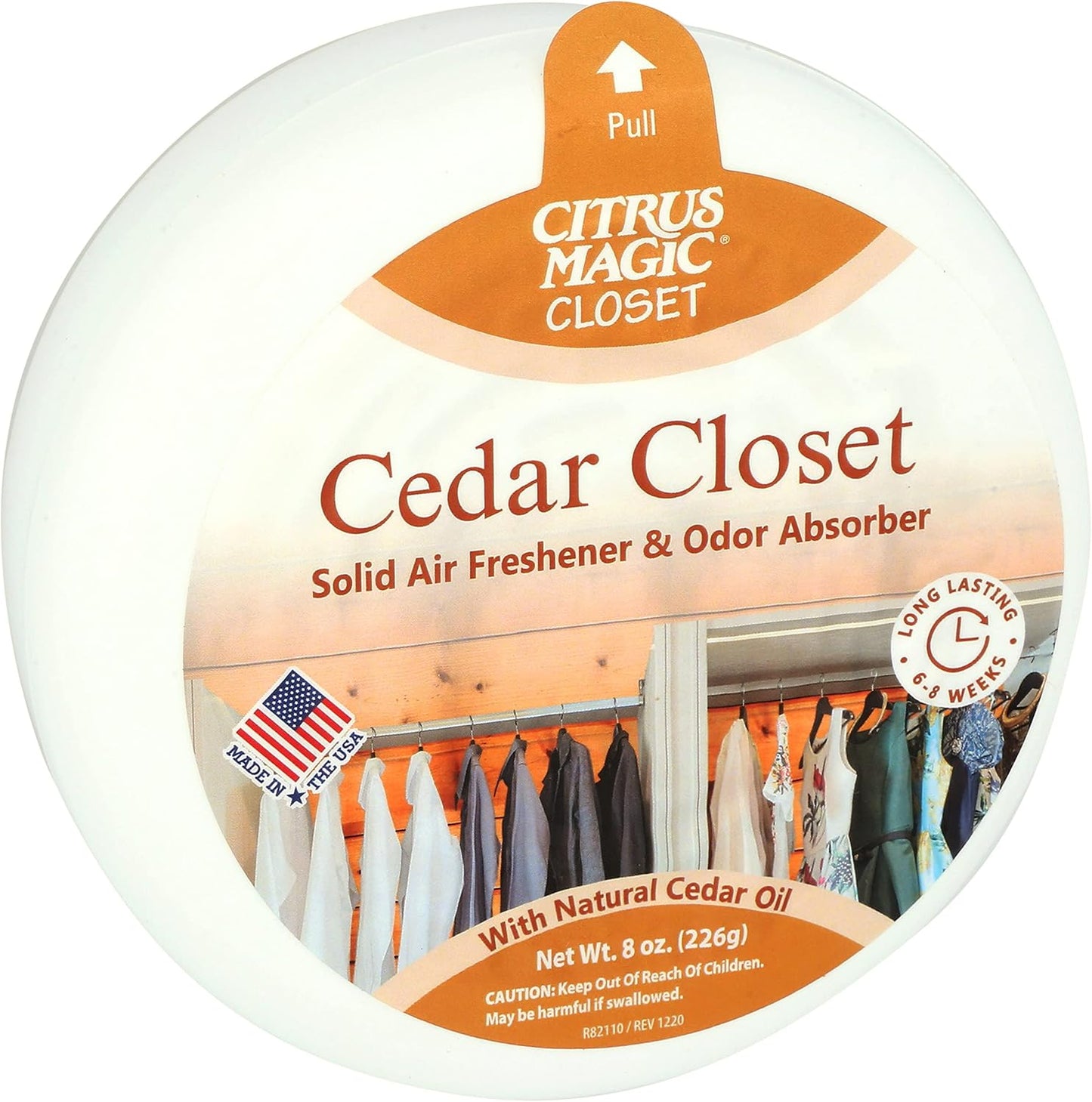 Citrus Magic Odor Absorbing Solid Air Freshener for Closets, Cedar, 8-Ounce, Pack of 3