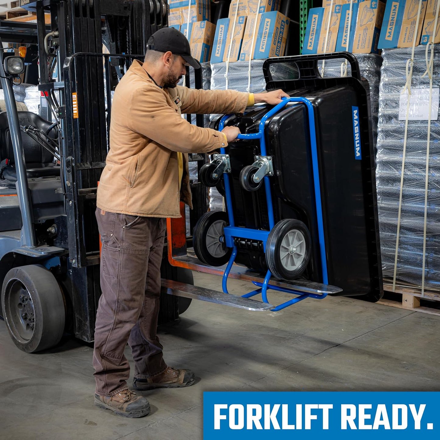 Tilt Truck, 1/2 Cu. Yd. Capacity Dump Cart with Heavy Duty 12” Wheels & 5” Casters & Forklift-able Frame for Jobsites, 850 lbs, Trash Cart with Wheels DUC12T-F-02PK (2-Pack)