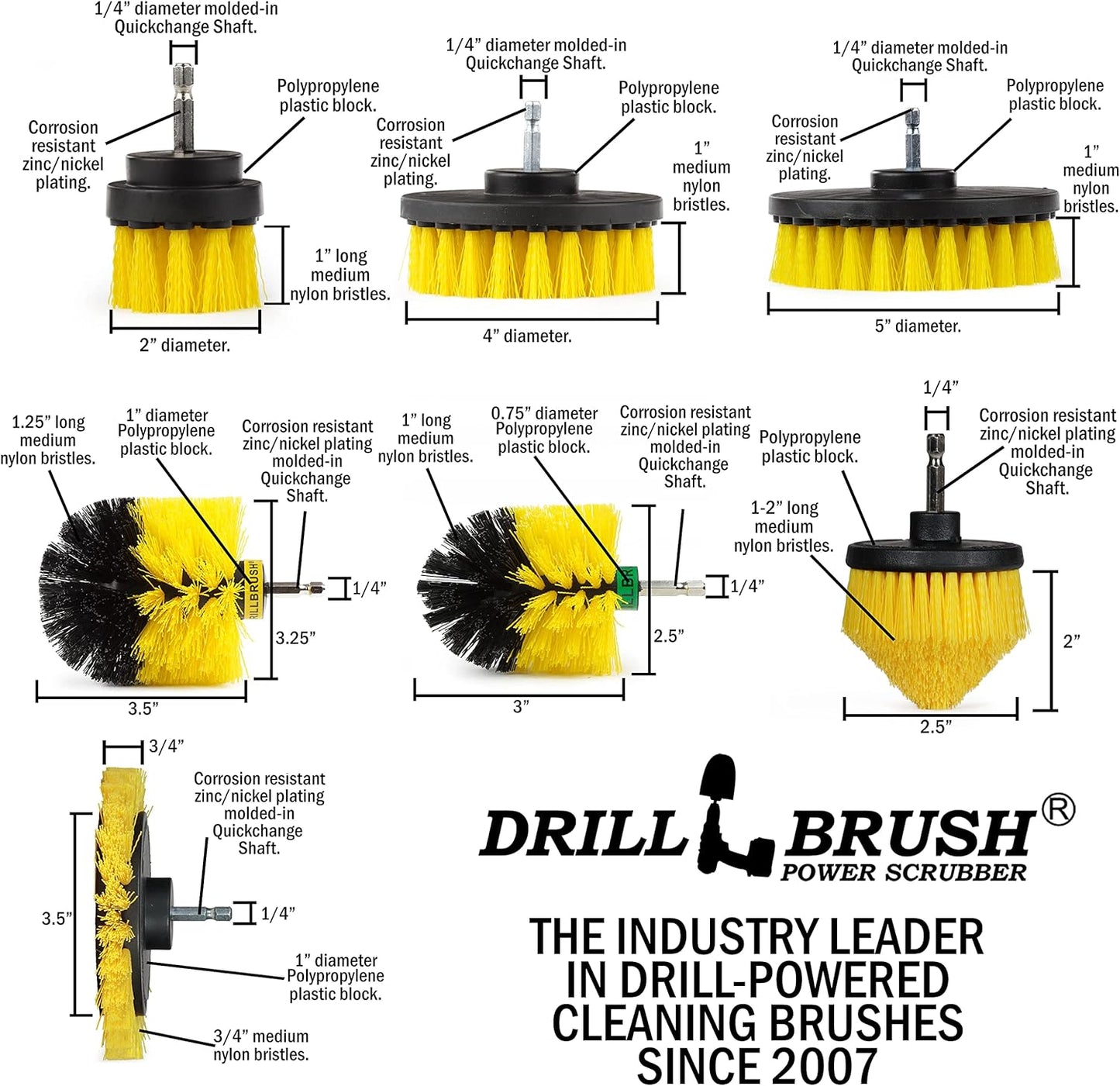 Drill Brush Power Scrubber by Useful Products - Toilet Bowl Power Brush - Bathroom Cleaner - Shower Cleaner - Bathroom Accessories Set - Cleaning Kits - Spin Scrubber Drill Attachments for Cleaning