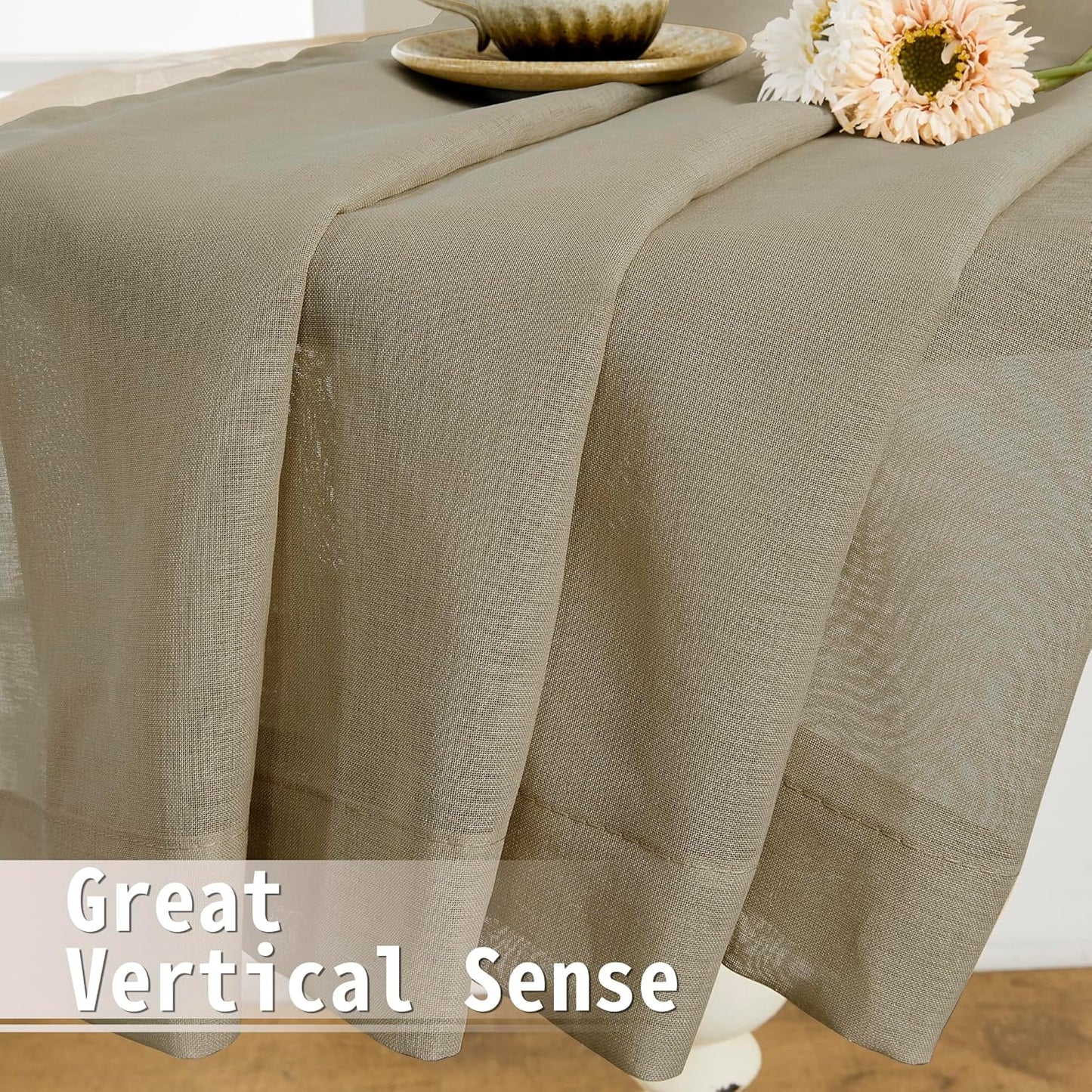 Tollpiz Small Sheer Door Curtain Closet Linen Textured Curtain Sheers Doorway Light Filtering Voile French Doors Rod Pocket Curtains Patio Glass Door, 25 x 40 inches Long, Taos Taupe, Set of 1 Panel