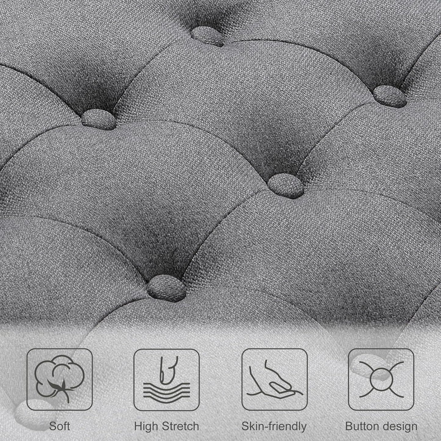 Storage Ottoman 50.2 Inches Upholstered Fabric Storage Ottoman Bench,Button Tufted Ottoman with Storage for Living Room,Bedroom End of Bed Bench Withstands 304lbs
