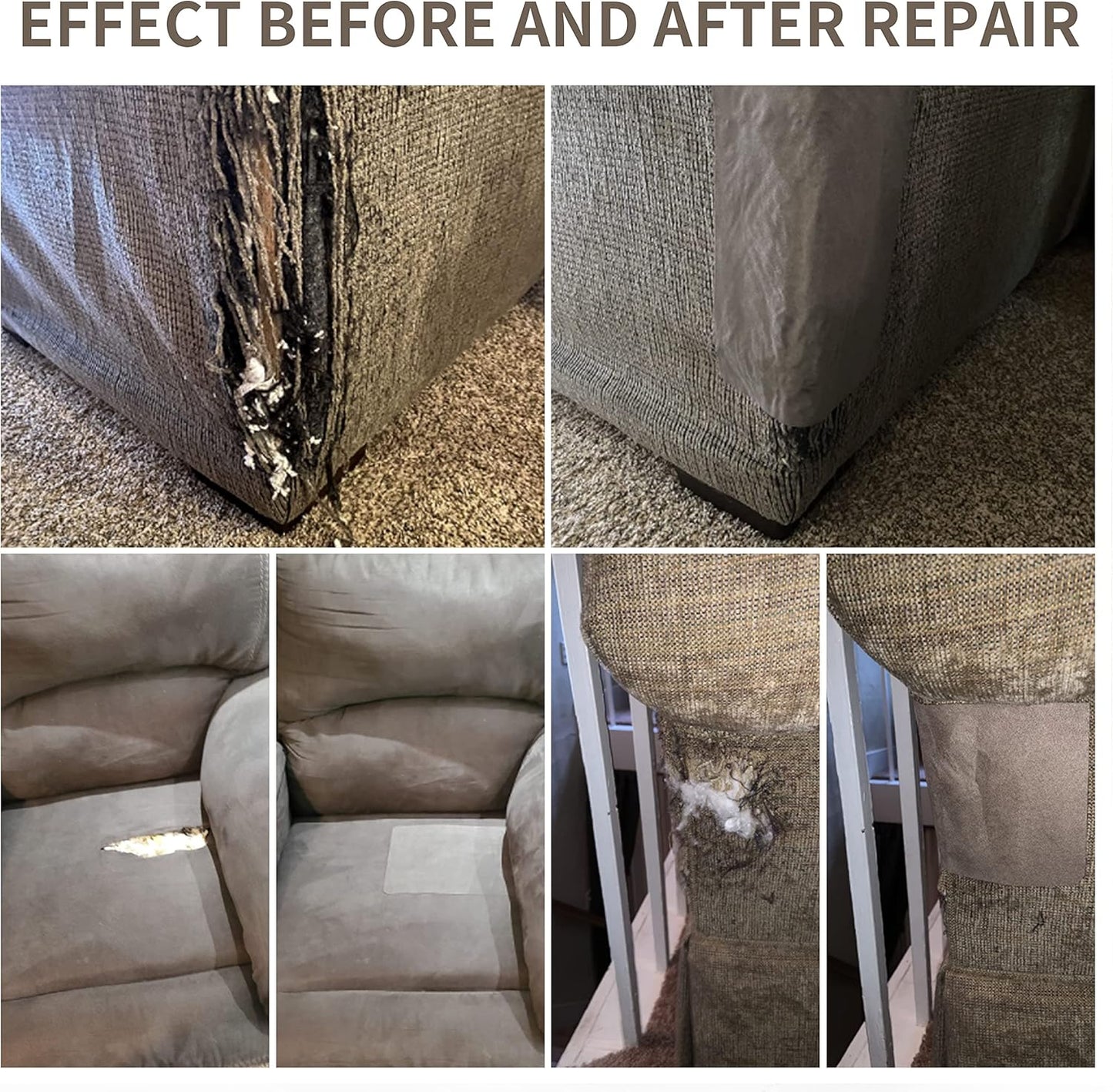 Fine Linen Fabric Patches, Self-Adhesive, Extra Large 12x40 inch, Multi Color, for Sofa & Clothes Repair (Dark Grey)