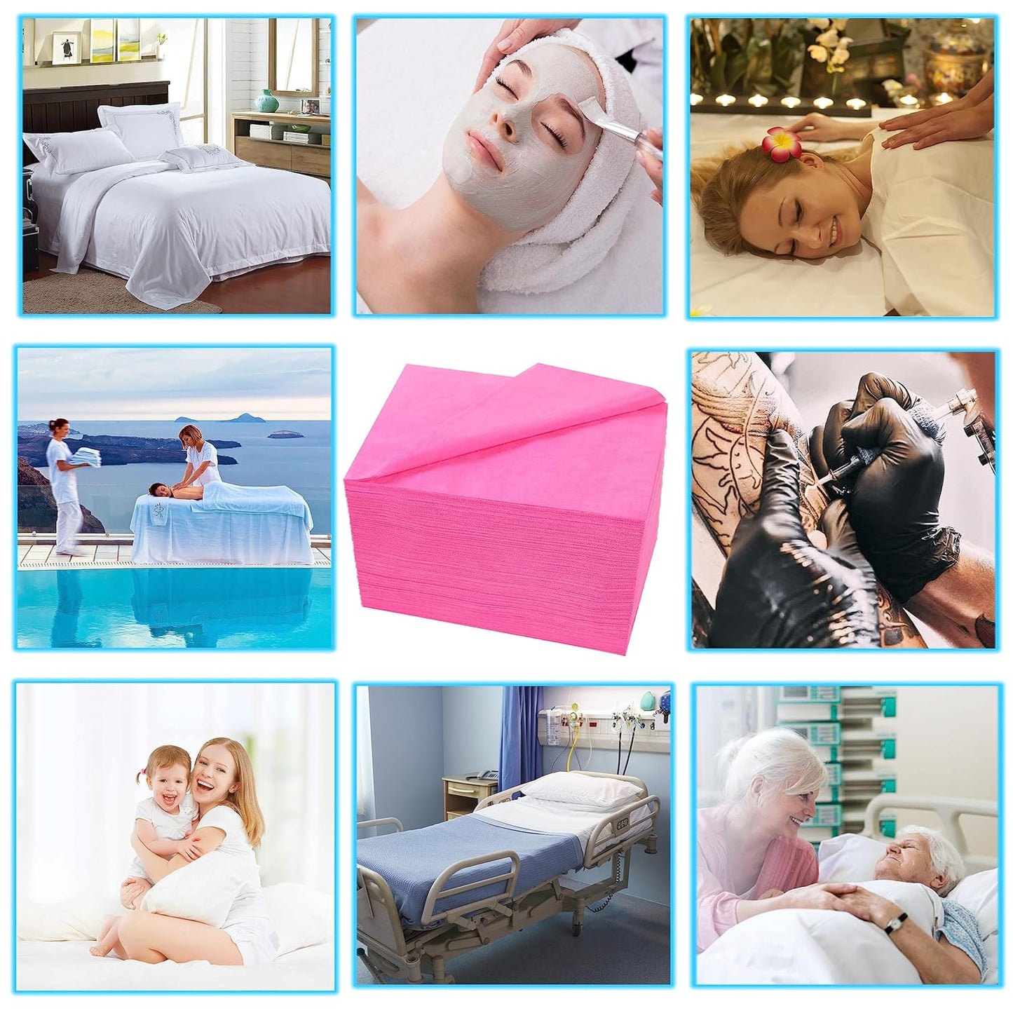 Disposable Bed Sheets 200 Pcs 31" x 71" Massage Table Sheets Non Woven Fabric SPA Bed Cover Breathable for Massage Beauty Tattoos(Pink)