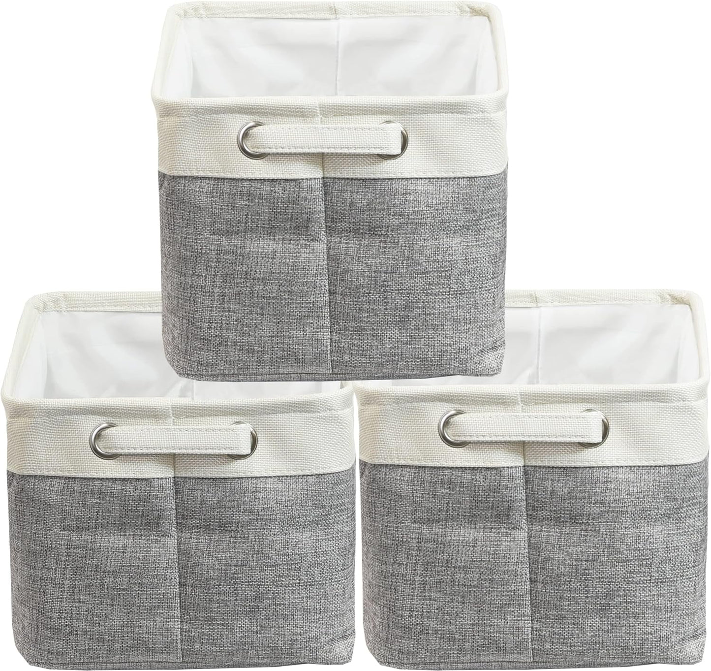 SIMPLE HOUSEWARE Large Fabric Storage Bin, 14.4" x 10" with Handles, 3-Pack, Foldable Organizer for Closet and Shelf, Gray