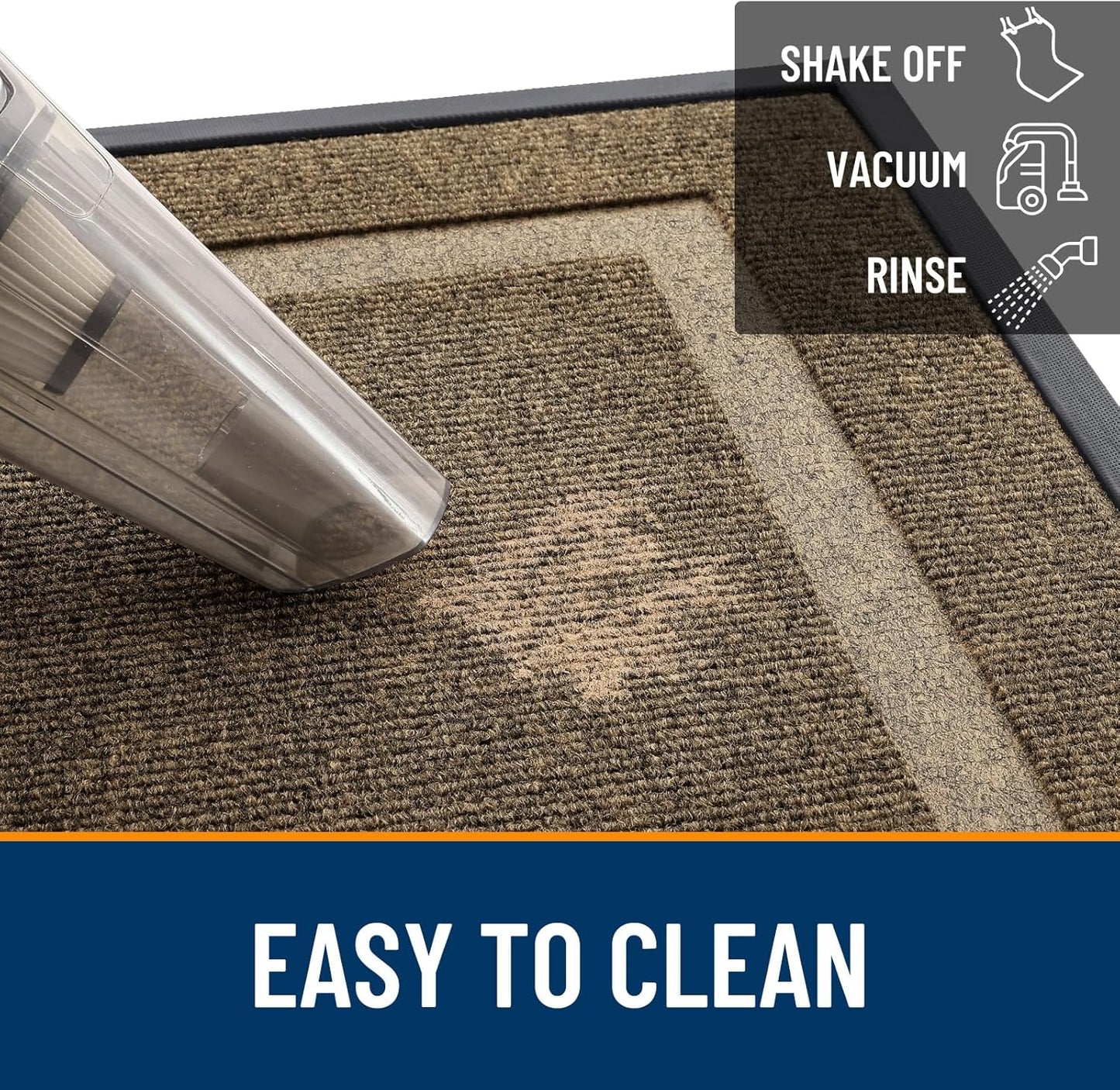 OLANLY Front Door Mat Indoor Outdoor Entrance, Waterproof All-Season, All-Weather Doormat, Sturdy Natural Rubber, Fade Resistant, Low Profile, Easy Clean Patio Porch Entryway Mat, 47x32, Brown