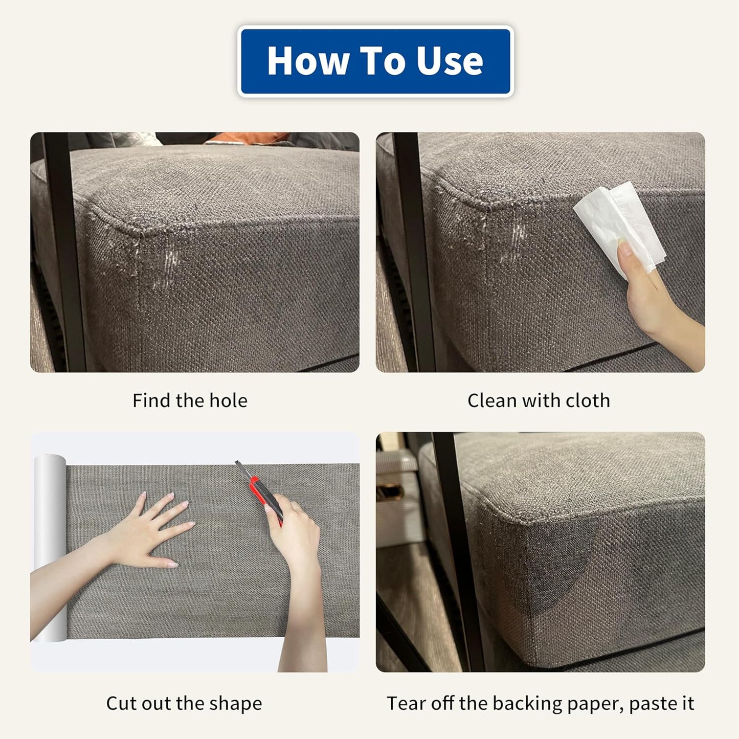 KING MOUNTAIN Linen Repair Patches, Self-Adhesive Linen Fabric Patches,16X80 inch Extra Size, Multi Color, Can be Used for Linen Sofa Repair and Linen Clothes Repair (Flaxen)