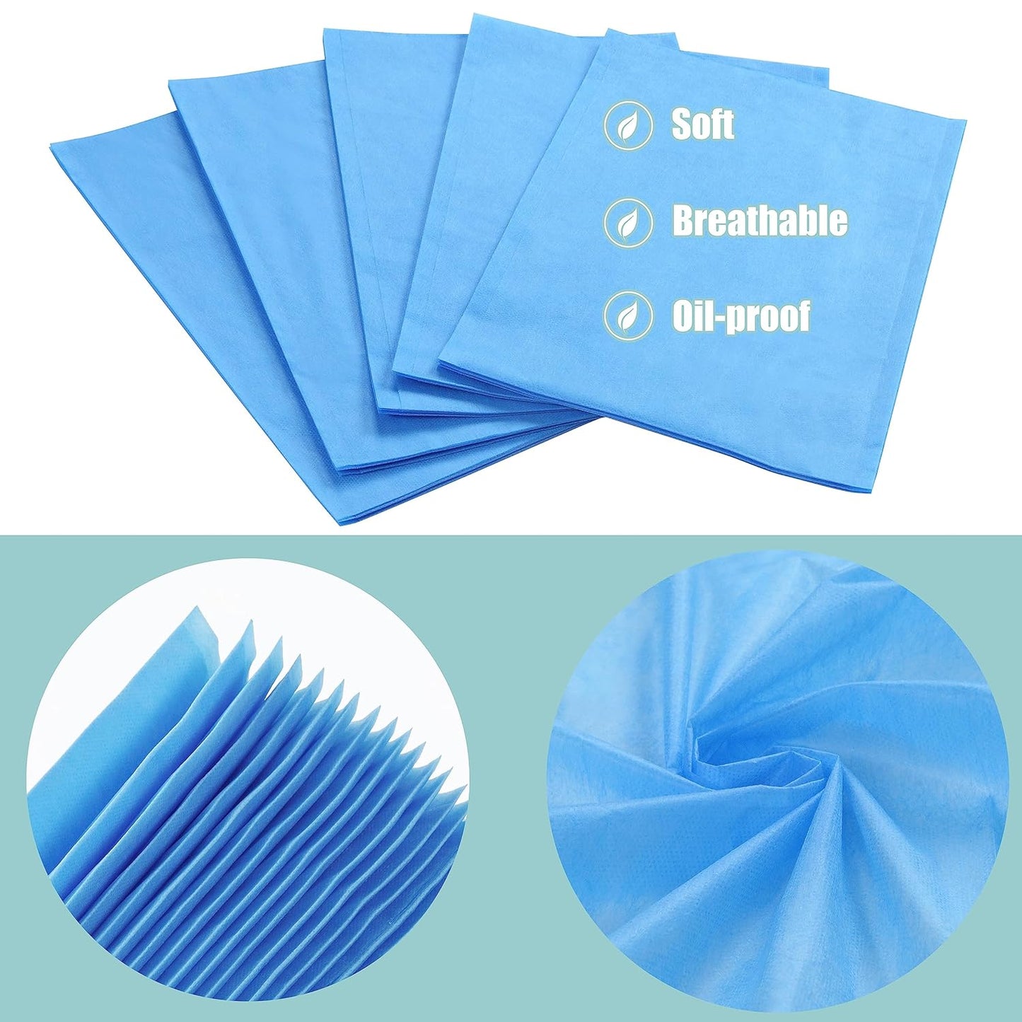 Disposable Bed Sheets for Massage Table 100 Pcs 31" x 71" Waterproof Massage Table Sheets Soft Non Woven Fabric SPA Massage Table Bed Cover Breathable for Beauty Tattoos Waxing Travel (Blue)