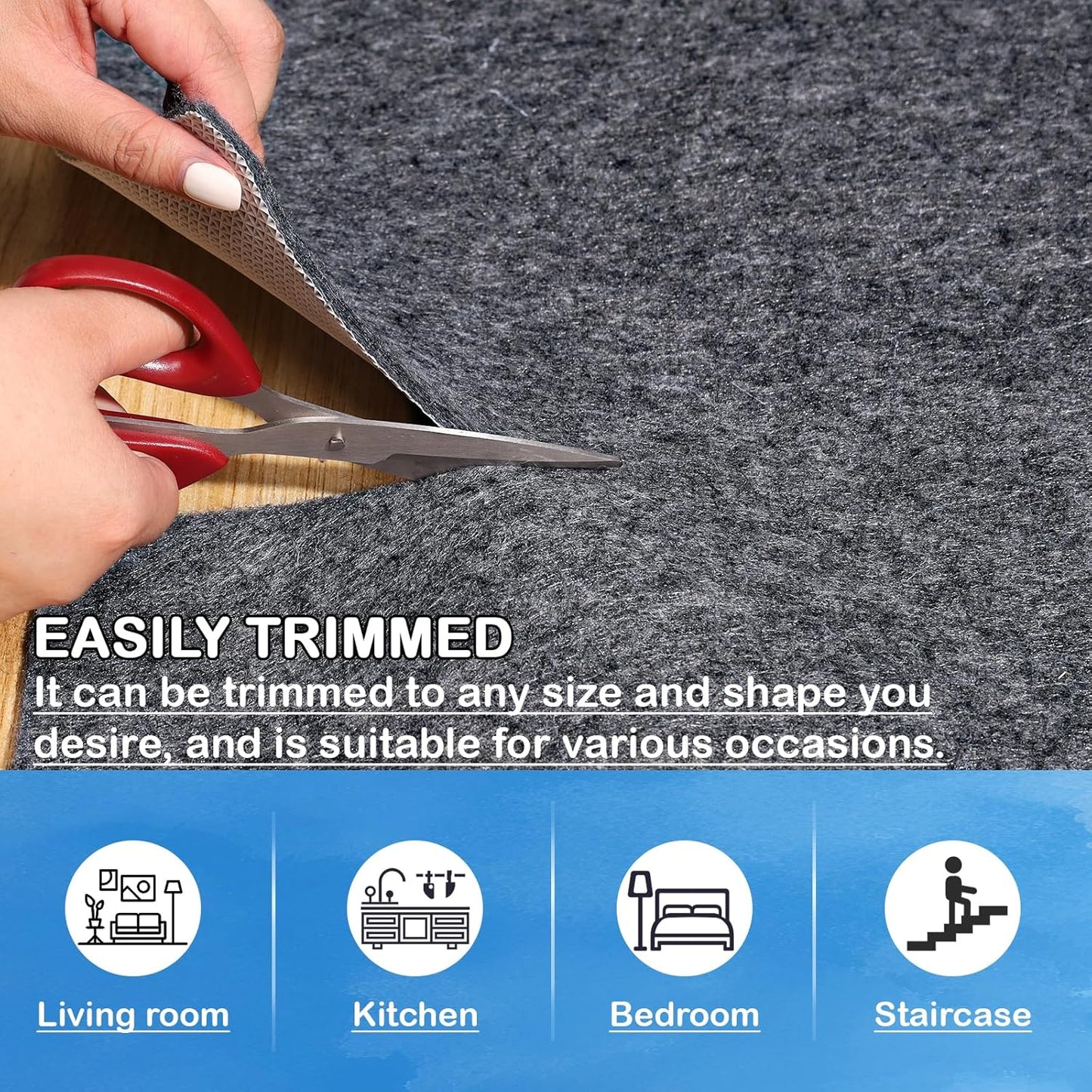 Non-Slip Rug Pads 2 x 3 ft, 100% Waterproof Extra Large Area Rugs Non Skid Rug Pad for All Floors and Finishes Durable Hardwood Floor Protective Felt Keeps Rugs in Place, Safe and Secure