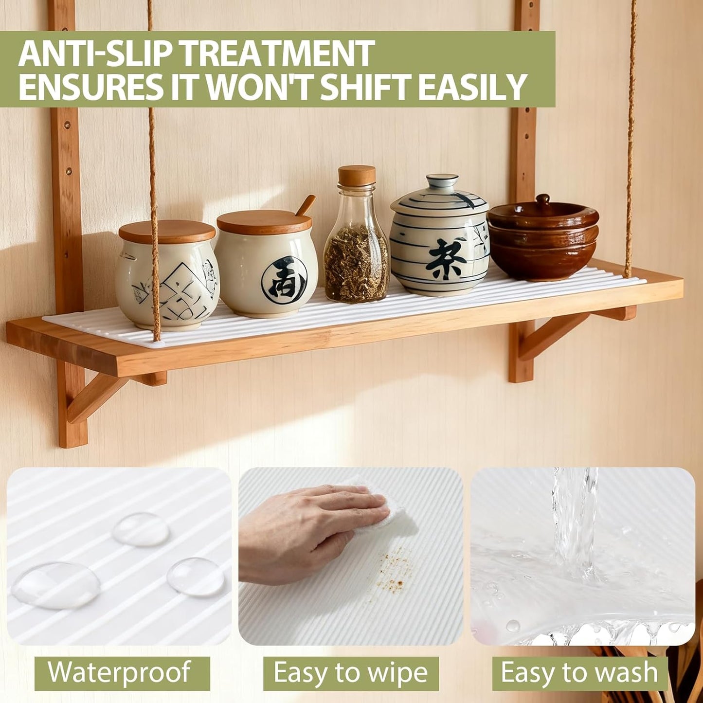 Non-Slip Silicone Refrigerator Shelf Liners (4 Pack), Waterproof Fridge Mats with Raised Edge, Cut-to-Fit Drawer & Cabinet Liners, Easy Clean Food-Grade Shelf Protector (17.7" x 11.6")