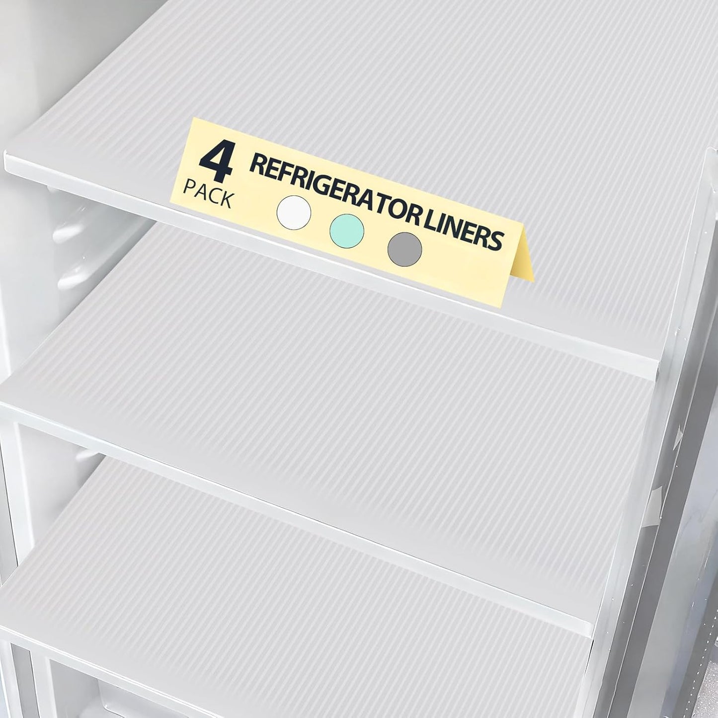 Non-Slip Silicone Refrigerator Shelf Liners (4 Pack), Waterproof Fridge Mats with Raised Edge, Cut-to-Fit Drawer & Cabinet Liners, Easy Clean Food-Grade Shelf Protector (17.7" x 11.6")