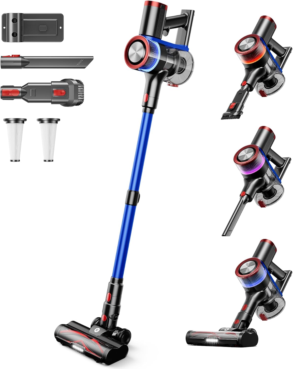 Cordless Vacuum Cleaner 550W 45KPa Powerful Suction, 65Min Runtime Stick Vacuum with LED Display, Self-Standing Anti-Tangle Lightweight Vacuum for Carpet Hardwood Pet Hair