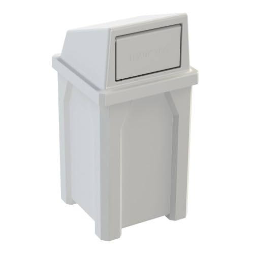 32 Gallon Square 100% Recycled Plastic Heavy Duty Outdoor Trash Can with Push Lid - Great for