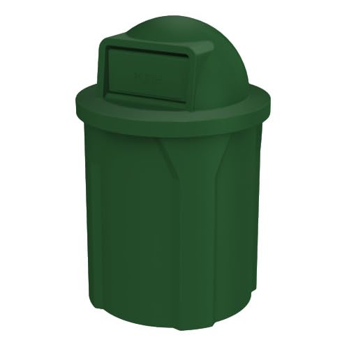 42 Gallon Circle 100% Recycled Plastic Heavy Duty Outdoor Commercial Trash Can with Push Open Dome