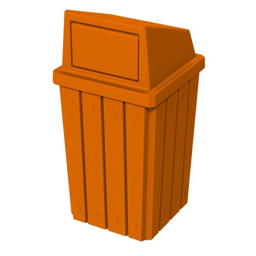 32 Gallon Square Slatted 100% Recycled Plastic Heavy-Duty Commercial Outdoor or Indoor Trash Can