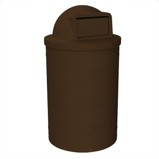 55 Gallon Circle 100% Recycled Plastic Heavy Duty Outdoor Trash Can with Push Open Dome Lid and