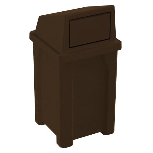 32 Gallon Square 100% Recycled Plastic Heavy Duty Outdoor Trash Can with Push Lid - Great for