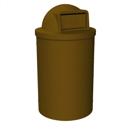 55 Gallon Circle 100% Recycled Plastic Heavy Duty Outdoor Trash Can with Push Open Dome Lid and