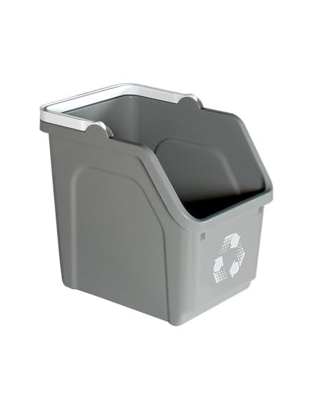 6 Gallon Stackable Recycling Bins for Homes, Garages, Offices Made of 100% Recycled Plastic - (Grey, 20 Pack)
