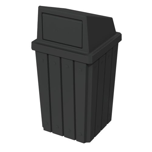 32 Gallon Square Slatted 100% Recycled Plastic Heavy-Duty Commercial Outdoor or Indoor Trash Can