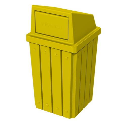 32 Gallon Square Slatted 100% Recycled Plastic Heavy-Duty Commercial Outdoor or Indoor Trash Can