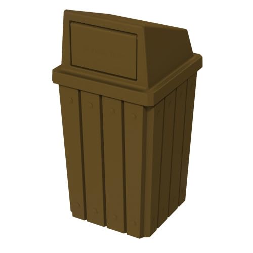 32 Gallon Square Slatted 100% Recycled Plastic Heavy-Duty Commercial Outdoor or Indoor Trash Can