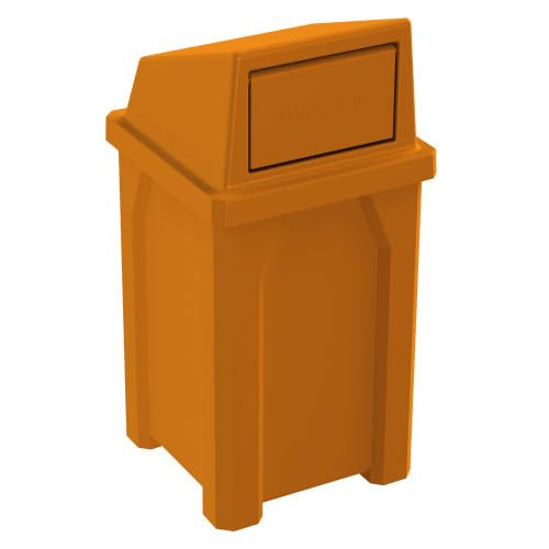 32 Gallon Square 100% Recycled Plastic Heavy Duty Outdoor Trash Can with Push Lid - Great for