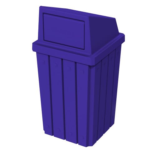 32 Gallon Square Slatted 100% Recycled Plastic Heavy-Duty Commercial Outdoor or Indoor Trash Can