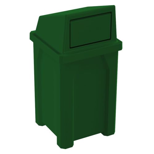 32 Gallon Square 100% Recycled Plastic Heavy Duty Outdoor Trash Can with Push Lid - Great for