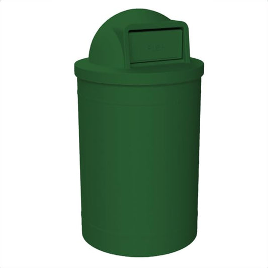 55 Gallon Round 100% Recycled Plastic Heavy Duty Outdoor Trash Can with Push Open Dome Lid and