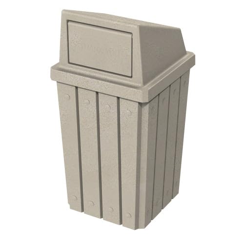 32 Gallon Square Slatted 100% Recycled Plastic Heavy-Duty Commercial Outdoor and Indoor Trash Can