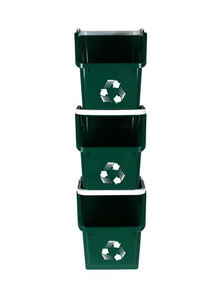 6 Gallon Stackable Recycling Bins for Homes, Garages, Offices Made of 100% Recycled Plastic - (Green, 20 Pack)