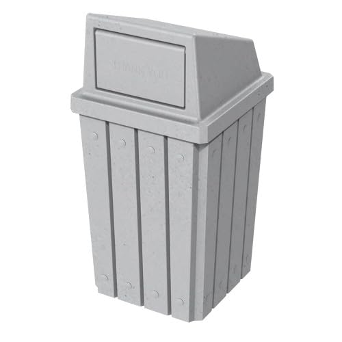 32 Gallon Square Slatted 100% Recycled Plastic Heavy-Duty Commercial Outdoor and Indoor Trash Can