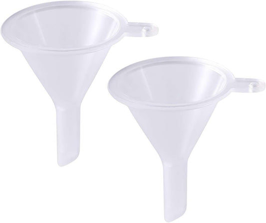 2 Pcs Mini Clear Plastic Funnel for Bottling Cosmetics, Liquids, and Oil Filling, Small Funnel for