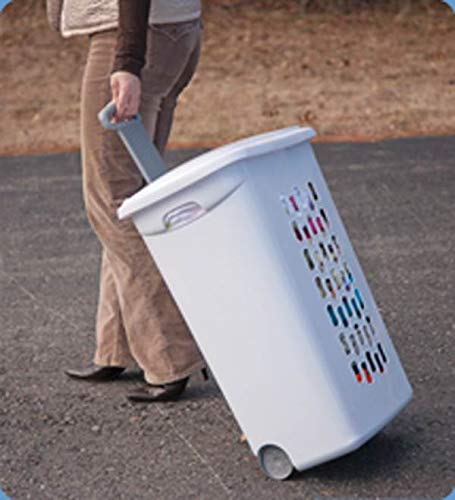 Sterilite Ultra Wheeled Laundry Hamper with Lid, Handle and Wheels for Easy Rolling of Clothes to