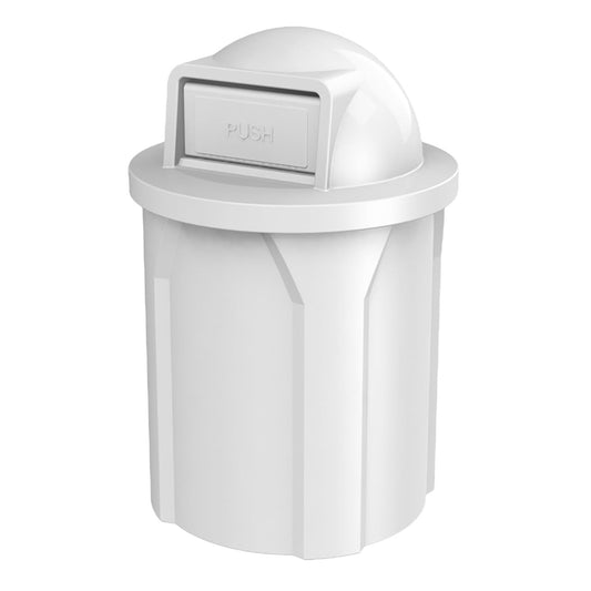 42 Gallon Circle 100% Recycled Plastic Heavy Duty Outdoor Commercial Trash Can with Push Open Dome