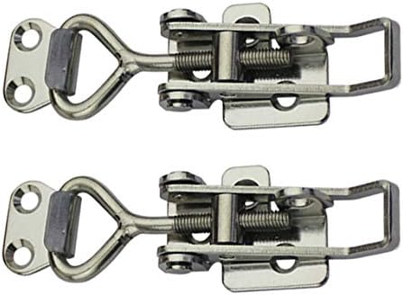 Adjustable Latch Buckle Cabinet Boxes Lever Handle Toggle Catch Latch Lock,Silver,Adjustable Range:97-123mm,2 Pcs